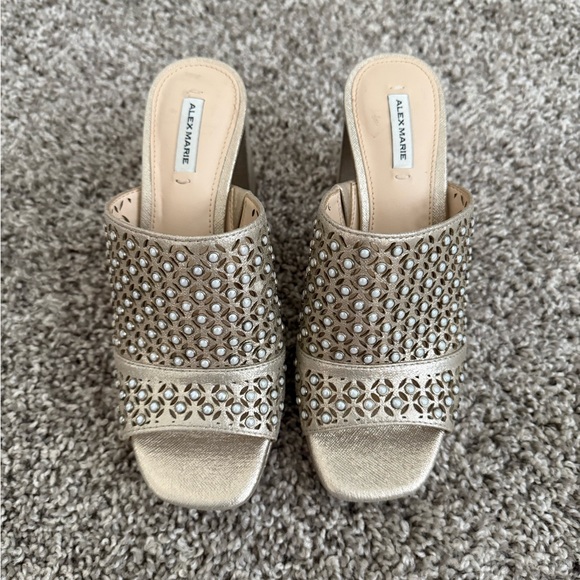 Alex Marie Gold Studded Heels - Picture 2 of 4